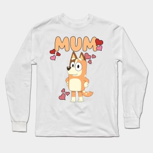 Bluey Mum, Bluey Family, Retro Chilli Heeler, Mum Bluey Birthday Party Long Sleeve T-Shirt